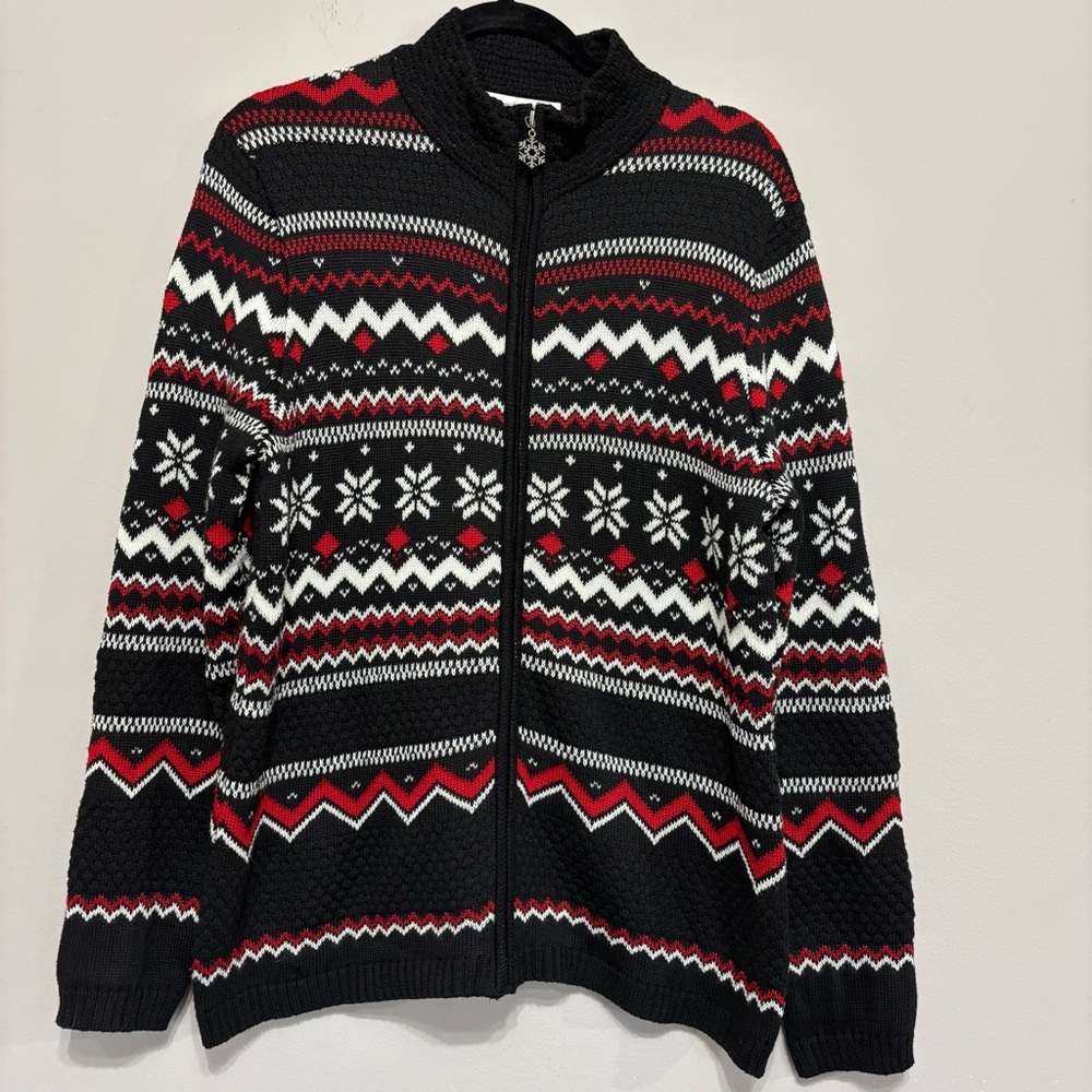 Breckenridge Sweater Fair Isle
Nordic Gray Size L Red Snowflake Design Cardigan